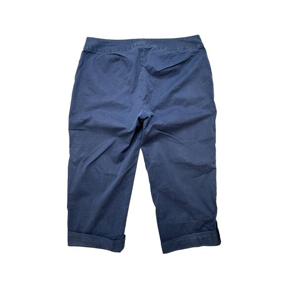 EILEEN FISHER Washed Blue Wide Leg Crop Cotton Blend Pants Size Medium #S4WE0-3 - Picture 2 of 11